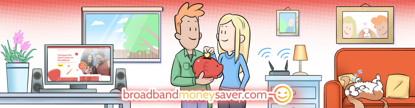 illustration of man and woman cheap broadband deals