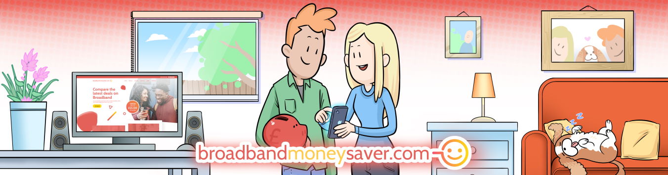 illustration of man and woman cheap broadband deals